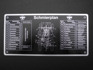 Schmierplan für Hanomag Typ R 25, R 28, R 35, R 435