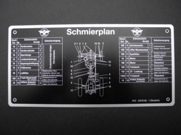 Schmierplan für Hanomag Typ R 12 - C 112