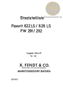Ersatzteilliste für Fendt Typ Favorit 622 / 626S