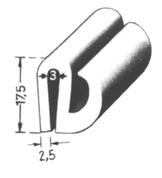 Profilgummi für Frontscheibe für Hanomag Typ R40, R45, R450, R460
