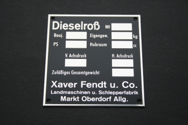 Typenschild für Fendt Dieselroß