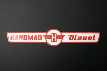 Hanomag Blechschild, geprägt für Hanomag Typ L28 und AL28 auf der Haube