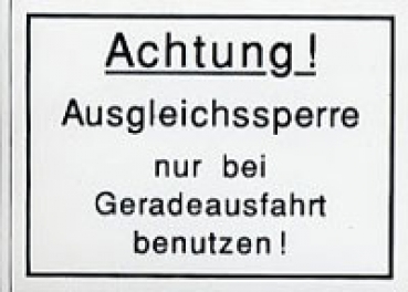 Aufkleber Hinweis Ausgleichssperre Für Hanomag und diverse weitere Schlepper