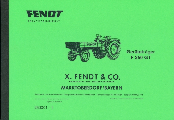 Fendt Ersatzteilliste und Bedienungsvorschriften für Dieselroß F 18 500022
